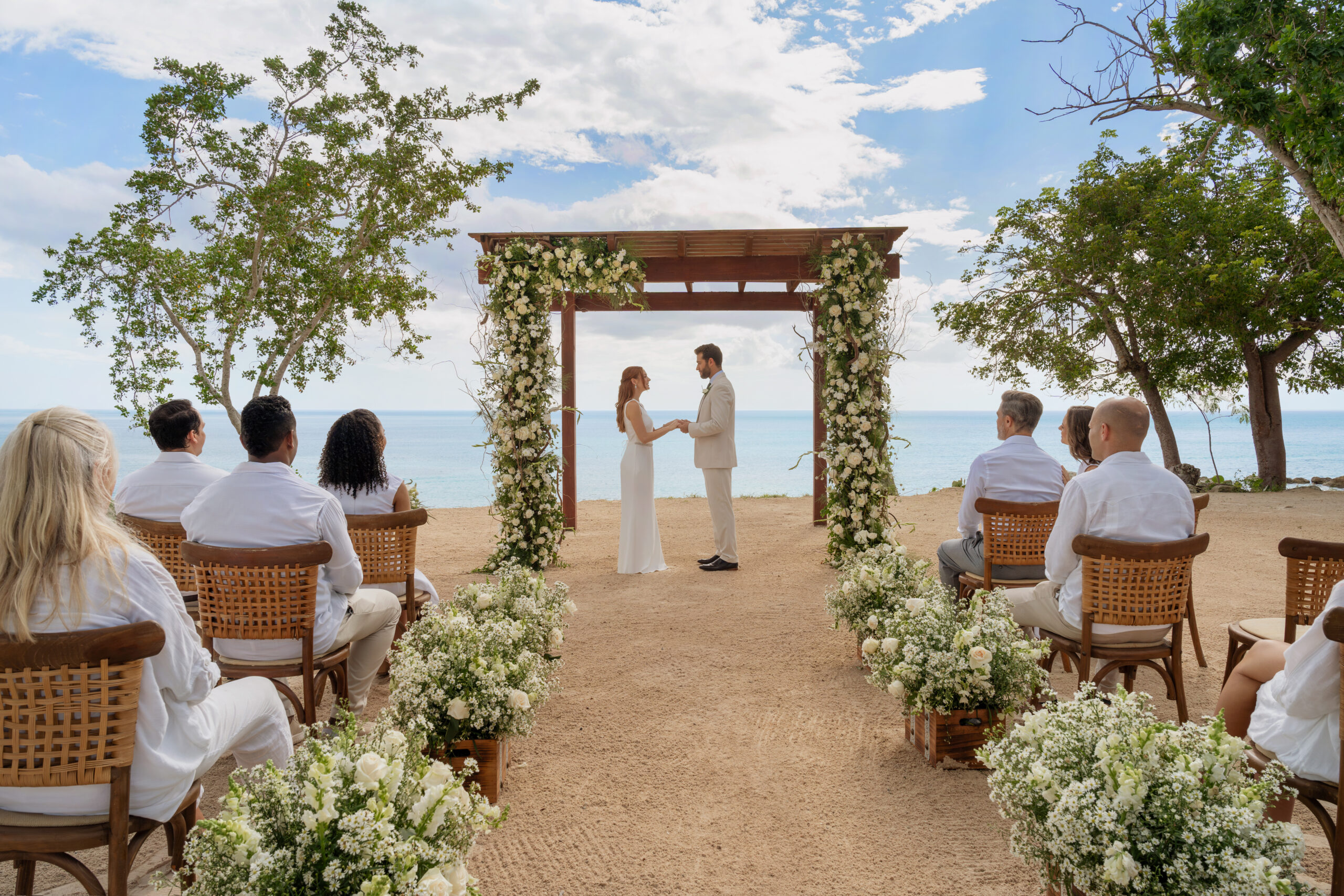 beach wedding, arch with flowers wedding aisle