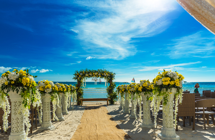 wedding aisle with flowers
