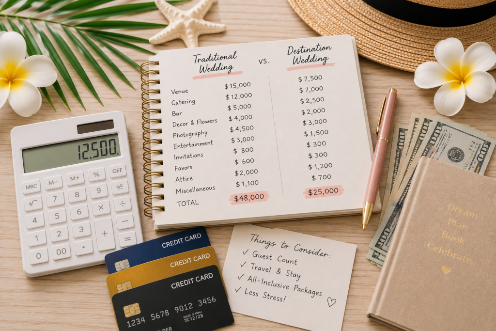 budget sheet, credit cards, money, pin, calculator, checklist.